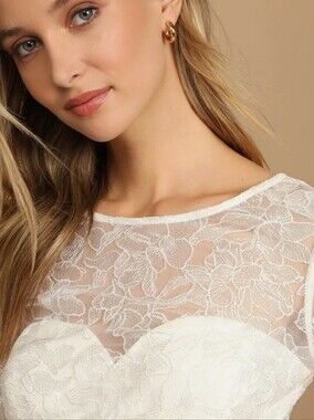 My Clarity Ivory Mesh Floral Embroidered  Romper